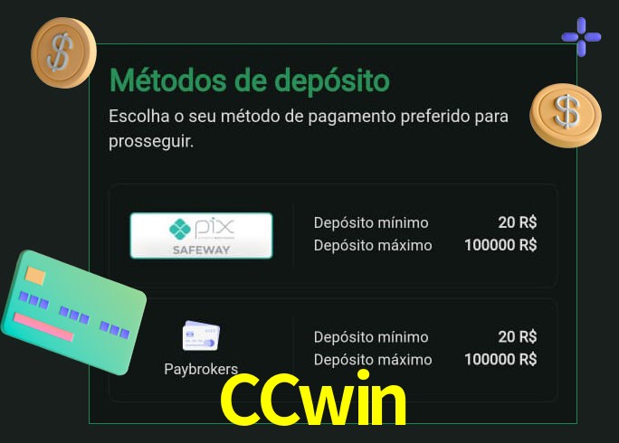O cassino CCwin oferece uma grande variedade de métodos de pagamento